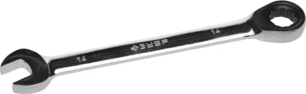 Ключ ЗУБР &quot;ПРОФИ&quot; гаечный комбинированный трещоточный, Cr-V сталь, хромированный, 14мм 27074-14 купить в Муравленко