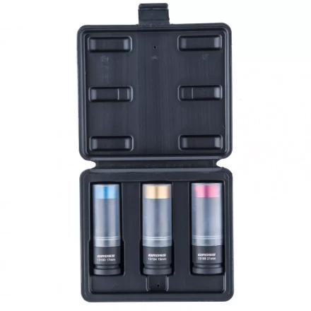 Набор головок ударных шестигранных для колесных дисков 17 19 21 мм 1/2&quot; 3 предмета Gross 13196 купить в Муравленко