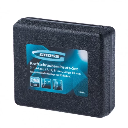 Набор головок ударных шестигранных для колесных дисков 17 19 21 мм 1/2&quot; 3 предмета Gross 13196 купить в Муравленко