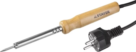 Паяльник MAXTerm с деревянной рукояткой, жало - конус, STAYER 55310-25, 25 Вт 55310-25 купить в Муравленко