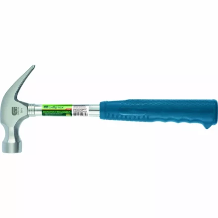 Молоток гвоздодер металлическая трубчатая обрезиненная рукоятка вес 450гр боек 27мм СИБРТЕХ 10436 купить в Муравленко