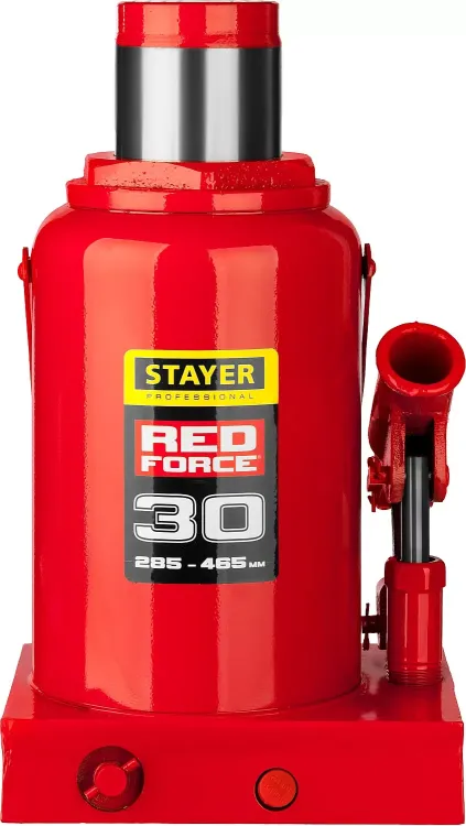 Домкрат гидравлический бутылочный "RED FORCE", 30т, 285-465 мм, STAYER 43160-30 43160-30_z01 купить в Муравленко