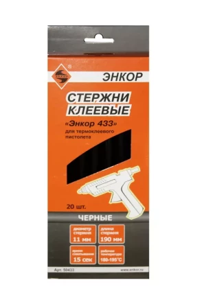 Стержень клеевой 11х190мм ЭНКОР 433 20шт черный 50433 купить в Муравленко