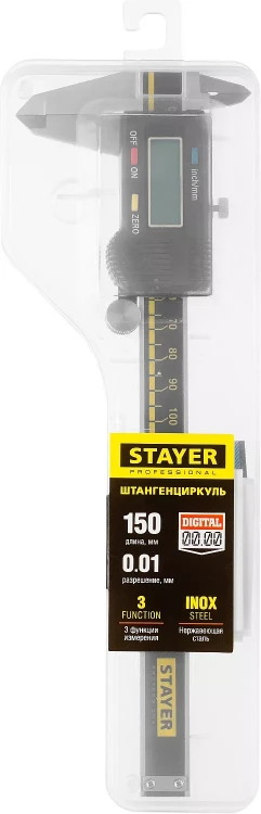 Штангенциркуль STAYER "MASTER" электронный, направляющая из композитных матер. на основе углеродного волокна, пластик корпус, шаг измерения 0,1, 150мм 34411-150 купить в Муравленко