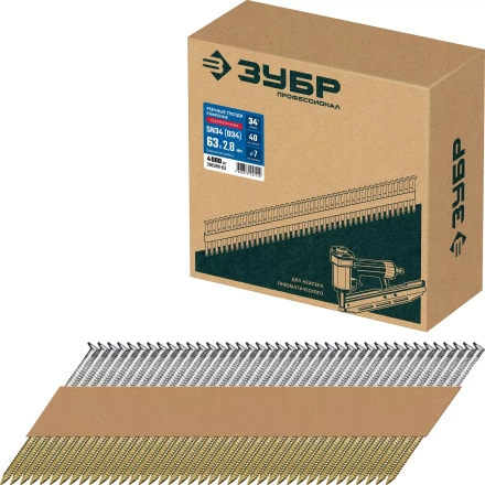 ЗУБР SN34 (D34) 63 х 2.8 мм, реечные гвозди рифленые оцинкованные, 4000 шт (305399-63) купить в Муравленко
