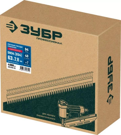 ЗУБР SN34 (D34) 63 х 2.8 мм, реечные гвозди рифленые оцинкованные, 4000 шт (305399-63) купить в Муравленко
