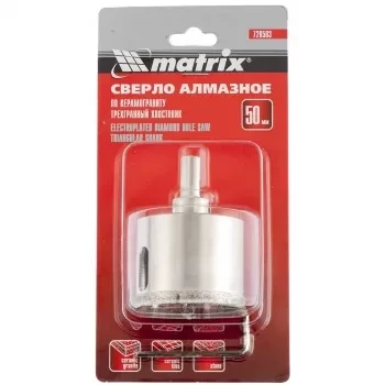 Сверло алмазное по керамограниту 55 х 67 мм 3-гранный хвостовик MATRIX 726553 купить в Муравленко