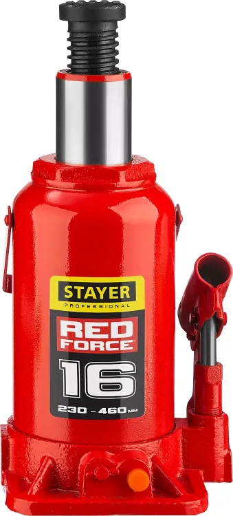 Домкрат гидравлический бутылочный "RED FORCE", 16т, 230-460 мм, STAYER 43160-16 43160-16_z01 купить в Муравленко
