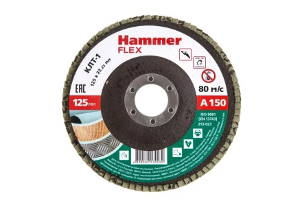 Круг Лепестковый Торцевой (КЛТ) HAMMER КЛТ 1 Ф125х22 Р150 213-023 купить в Муравленко