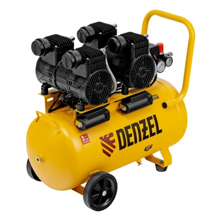 Компрессор безмасл. малошумный DLP -3000/50, 3 кВт, 2х1,5 кВт,50 л, 2850 об/мин,500 л/мин// Denzel 58144 купить в Муравленко
