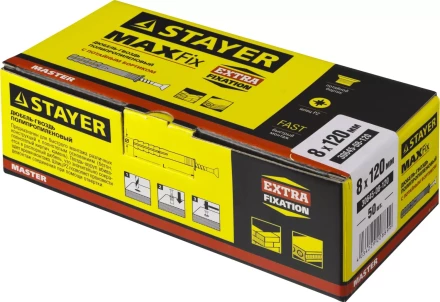 Дюбель-гвоздь полипропиленовый, потайный бортик, 8 x 120 мм, 50 шт, STAYER Master 30645-08-120 30645-08-120 купить в Муравленко