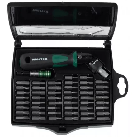 Отвертка KRAFTOOL &quot;EXPERT&quot;, реверсивно-рычажная, с битами и головками, 52шт 25555-H52 купить в Муравленко