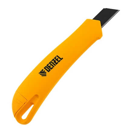 Нож Denzel, 18 мм, сменное лезвие, SK4, облегченный корпус, нажимной фиксатор, 78941 купить в Муравленко