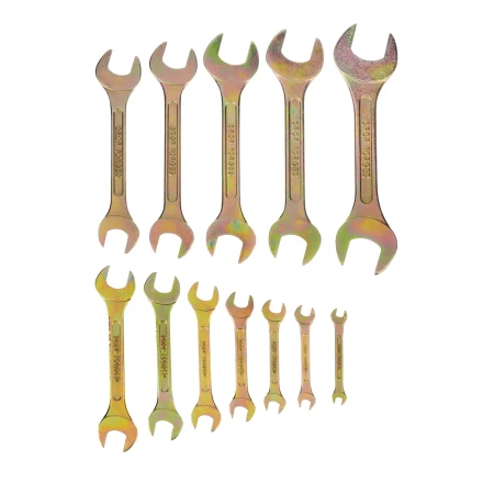 Набор ключей рожковых Сибртех 15281, 6-32 мм, 12 шт, желтый цинк купить в Муравленко