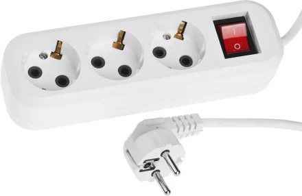 Удлинитель СИБИН электрический, ПВС сечение 0,75кв мм, 3 гнезда, макс мощн 2200Вт, 5м, заземление, выключатель 55036-5 купить в Муравленко