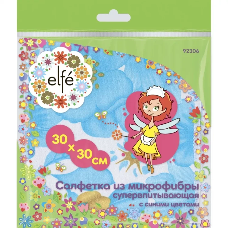 Салфетки из микрофибры с синими цветами 300х300 мм Elfe 92306 купить в Муравленко