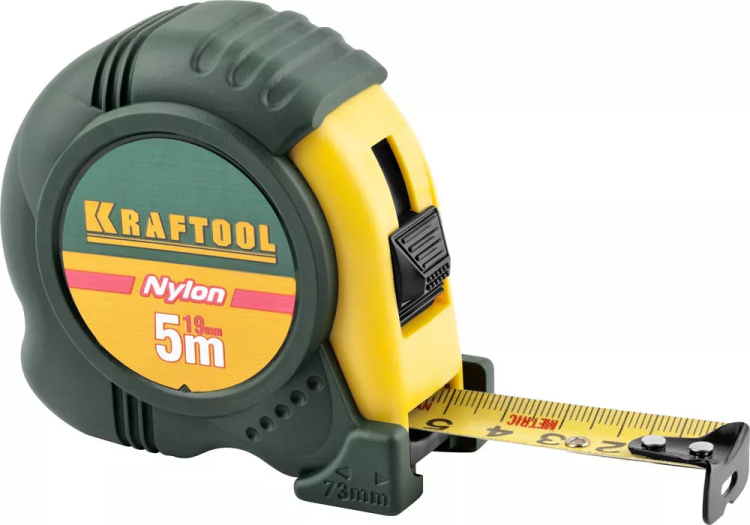 Рулетка KRAFTOOL "EXPERT" с нейлоновым покрытием, обрезин корпус, 5/19мм 34122-05-19_z01 купить в Муравленко