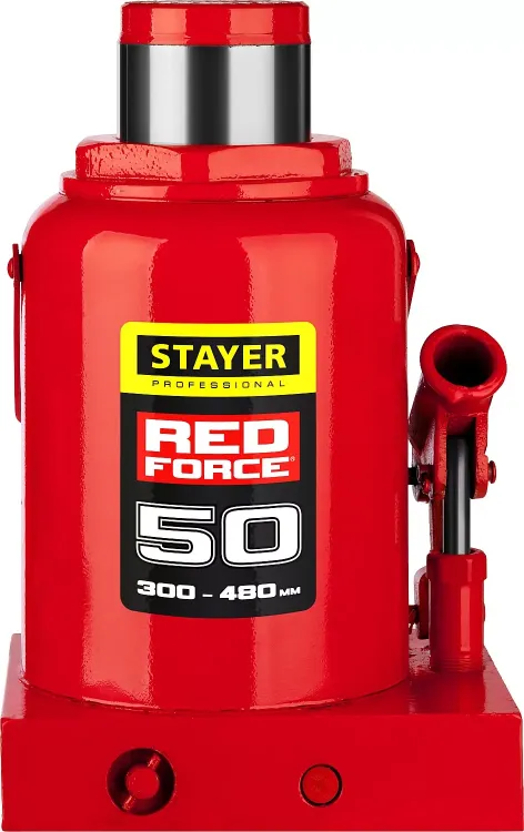 Домкрат гидравлический бутылочный "RED FORCE", 50т, 300-480 мм, STAYER 43160-50 43160-50_z01 купить в Муравленко