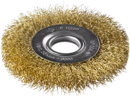 ЗУБР &quot;ПРОФЕССИОНАЛ&quot;. Щетка дисковая для УШМ, витая стальная латунированная проволока 0,3мм, 100х22мм 35187-100_z01 купить в Муравленко