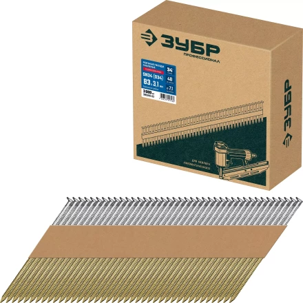 ЗУБР SN34 (D34) 83 х 3.1 мм, реечные гвозди рифленые оцинкованные, 3000 шт (305399-83) купить в Муравленко