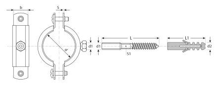 ЗУБР 3, цинк, 1 шт, трубный хомут с сантехнической шпилькой и дюбелем (37866-87-94) купить в Муравленко