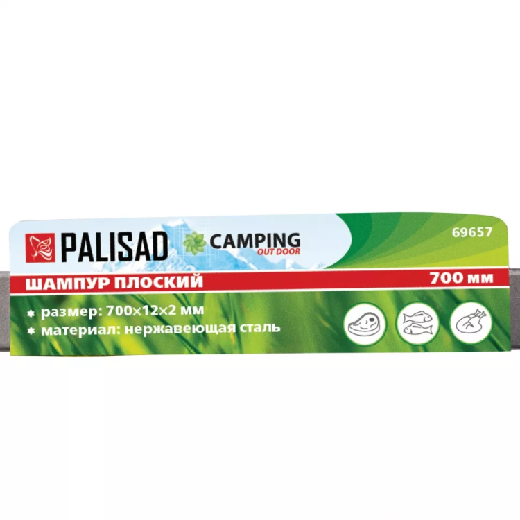 Шампур плоский, 700х12 х 2 мм, нержавеющая сталь, Camping Palisad 69657 купить в Муравленко