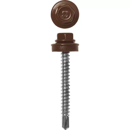 Саморезы ЗУБР &quot;ПРОФЕССИОНАЛ&quot; окраш., RAL 8017 шокол.-коричн., для крепл. кров. матер. к дерев. обреш., 4.8x35мм, 380шт 4-300315-48-035-8017 купить в Муравленко