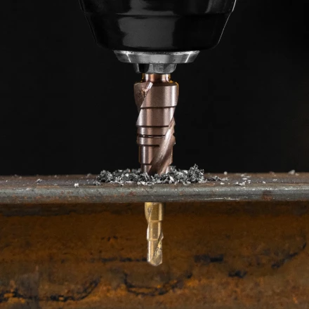 Сверло ступенчатое Denzel 723612,  4-5-6-7-8-9-10-11-12 мм, Р6М5К5, 6-гр. хвостовик купить в Муравленко