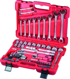 Набор слесарно-монтажный с квадратами 1/4 и 1/2 и 5/16 112 предметов MATRIX PROFI 13586