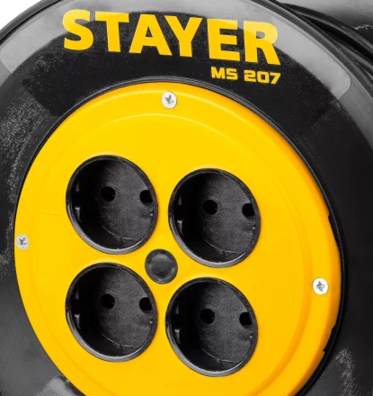 Удлинитель на катушке &quot;MS 207&quot;, 40 м, 2200 Вт, 4 гнезда, ПВС 2x0,75 мм2, STAYER 55073-40 купить в Муравленко