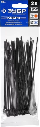 Кабельные стяжки черные КОБРА с плоским замком нейлоновые пакет серия ПРОФЕССИОНАЛ купить в Муравленко