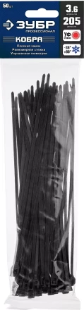 Кабельные стяжки черные КОБРА с плоским замком нейлоновые пакет серия ПРОФЕССИОНАЛ купить в Муравленко