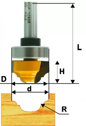 Фреза пазовая фасонная ф35х16мм R55мм хв 12мм 10637 купить в Муравленко