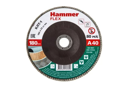 Круг Лепестковый Торцевой (КЛТ) HAMMER КЛТ 1 Ф180х22 Р40 213-030 купить в Муравленко