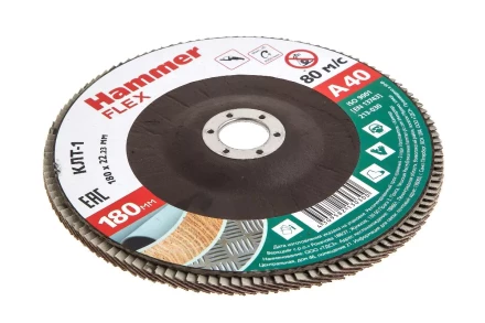 Круг Лепестковый Торцевой (КЛТ) HAMMER КЛТ 1 Ф180х22 Р40 213-030 купить в Муравленко