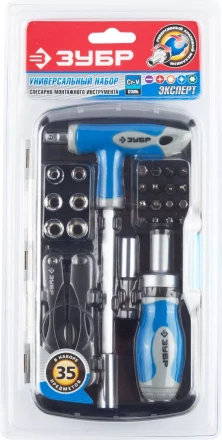 Набор  ЗУБР &quot;ЭКСПЕРТ&quot; универсальный, слесарно-монтажный и многофункциональный инструмент в пластмассовом боксе, 35предм 25290-H35 купить в Муравленко