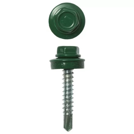 Саморезы ЗУБР &quot;ПРОФЕССИОНАЛ&quot; окраш., RAL 6002 зелен. лист, для крепл. кров. матер. к дерев. обреш., 4.8х29мм, 2500шт 4-300310-48-029-6002 купить в Муравленко