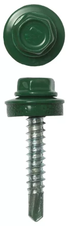 Саморезы ЗУБР &quot;ПРОФЕССИОНАЛ&quot; окраш., RAL 6002 зелен. лист, для крепл. кров. матер. к дерев. обреш., 4.8х29мм, 2500шт 4-300310-48-029-6002 купить в Муравленко