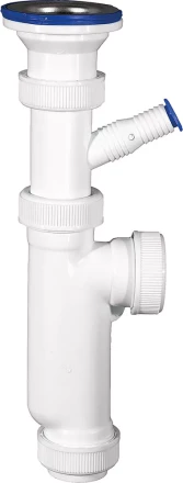 Сифон ЗУБР &quot;МАСТЕР&quot; колбовый для моек и раковин, выпуск - нержавеющая чашка, отвод для стиральной машины 51857 купить в Муравленко