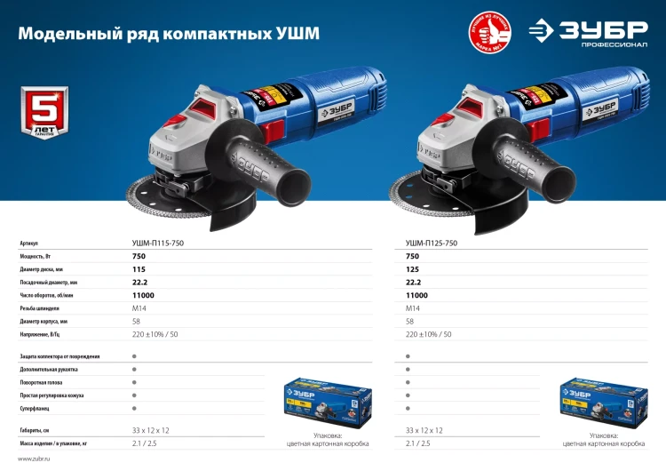 Машина углошлифовальная компактная УШМ-П125-750 серия ПРОФЕССИОНАЛ купить в Муравленко