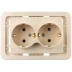 Розетка СВЕТОЗАР &quot;ГАММА&quot; двойная, с заземлением, цвет бежевый, 16А/~250В SV-54107-B купить в Муравленко