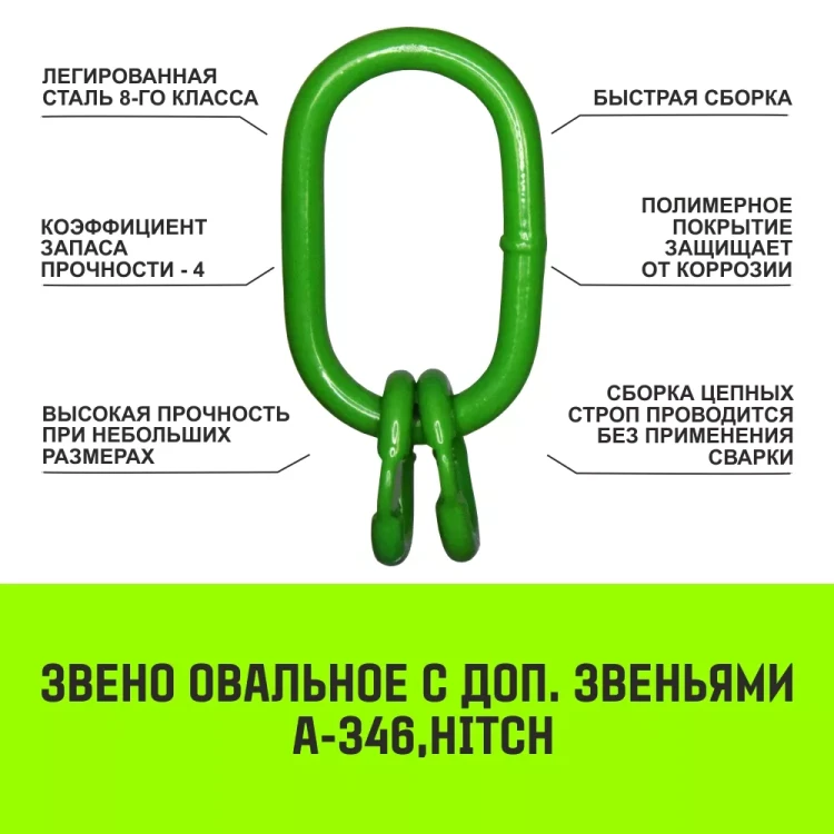 Звено овальное с доп. звеньями A-346 HITCH Т8 кл 63 т (SZ071401) купить в Муравленко