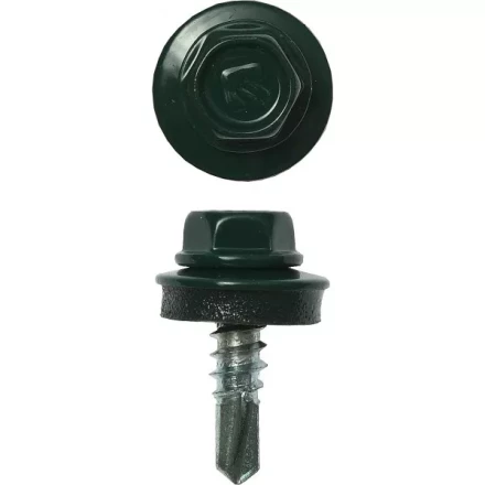 Саморезы ЗУБР &quot;ПРОФЕССИОНАЛ&quot; окраш., RAL 6005 зелен. насыщен., для крепл. кров. матер. к металл. констр., 5.5x19мм, 500шт 4-300315-55-019-6005 купить в Муравленко