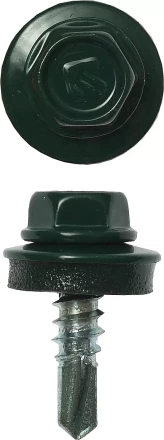 Саморезы ЗУБР &quot;ПРОФЕССИОНАЛ&quot; окраш., RAL 6005 зелен. насыщен., для крепл. кров. матер. к металл. констр., 5.5x19мм, 500шт 4-300315-55-019-6005 купить в Муравленко