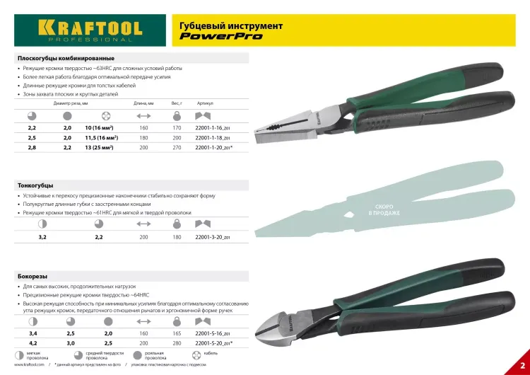 Плоскогубцы KRAFTOOL "PowerPro" комбинированные, CrMo-сталь, покрытие оксидированное с полировкой, 200мм 22001-1-20_z01 купить в Муравленко