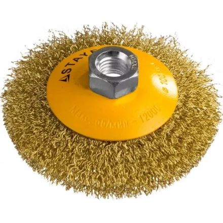 STAYER &quot;PROFESSIONAL&quot;. Щетка коническая для УШМ, витая стальная латунированная проволока 0,3мм, 100ммхМ14 35133-100 купить в Муравленко