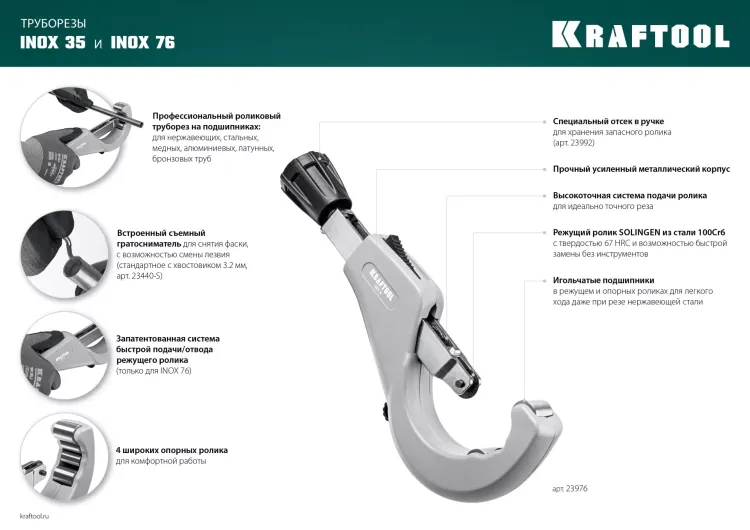 Труборезы KRAFTOOL для труб из нержавеющей стали 23935 купить в Муравленко