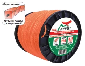 Леска для триммера DUO SQUARE TWIST (квадрат крученый армированный) 2,4мм Х 349м купить в Муравленко