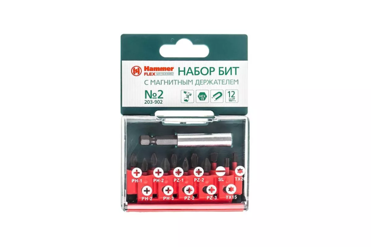 Набор бит HAMMER 25мм (PB набор No2 12шт.  Ph/Pz/Sl/Tх) купить в Муравленко