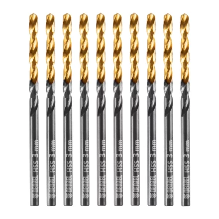 Сверло по металлу, 3 мм, HSS-Tin, Golden Tip, 10 шт. Denzel 717205 купить в Муравленко